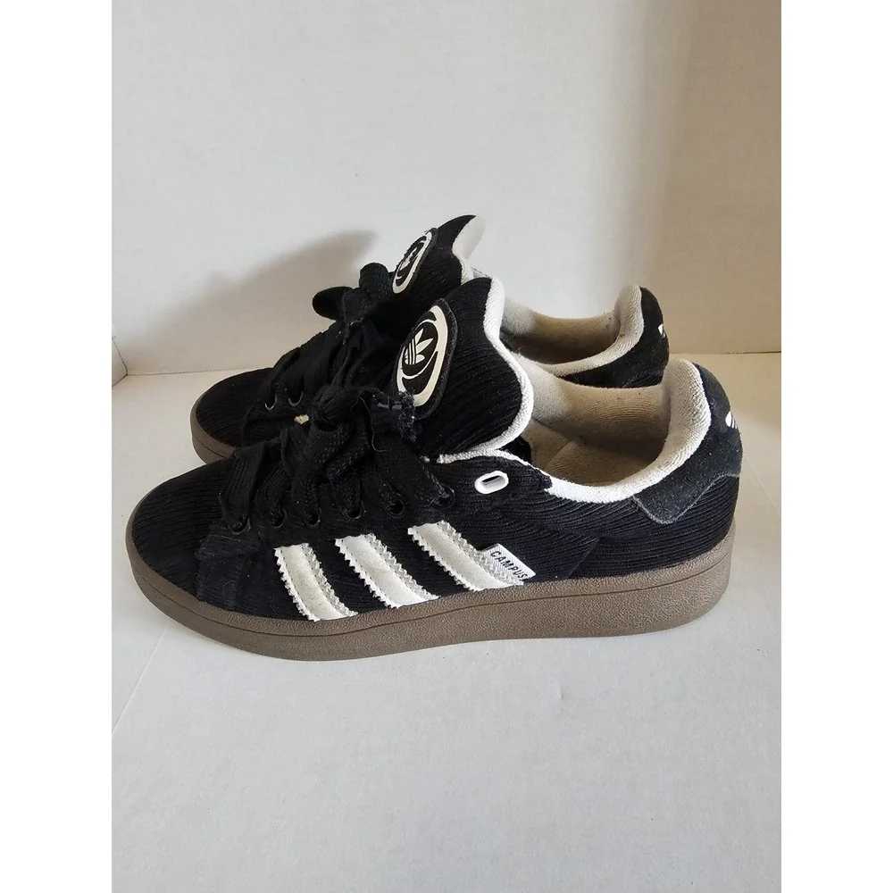 Adidas Campus Black White Gum Sole Sneakers Men's 6 Corduroy Upper - Picture 3 of 8